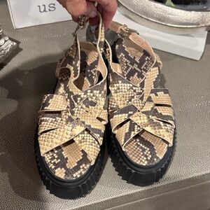 AGL Snakeskin Sandals with Black Soles